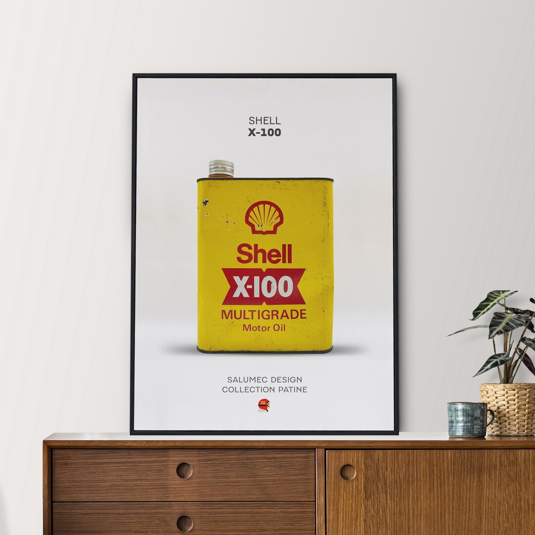 Vintage Shell Oil Can Poster | Retro Garage Decor Poster | Wall Art ...