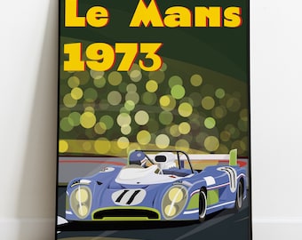 Poster Le Mans 24 hours of Le Mans 1973 Matra vintage
