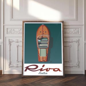 Pôster de barco Riva Italia - pôster vintage de barco italiano