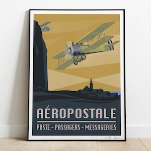 Affiche avion voisin aéropostale vintage poster salumecdesign plane