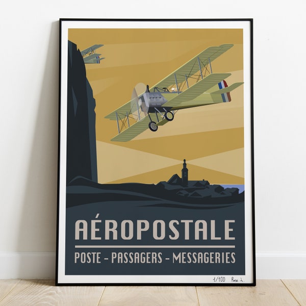 Affiche avion voisin aéropostale vintage poster salumecdesign