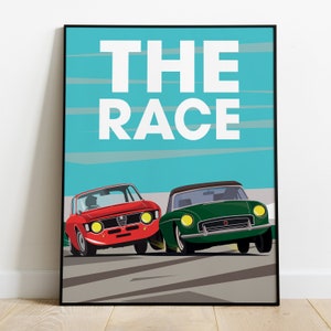 pôster A corrida mg b gt e Alfa Romeo Giulia da salumec design ilustração de carro impressão