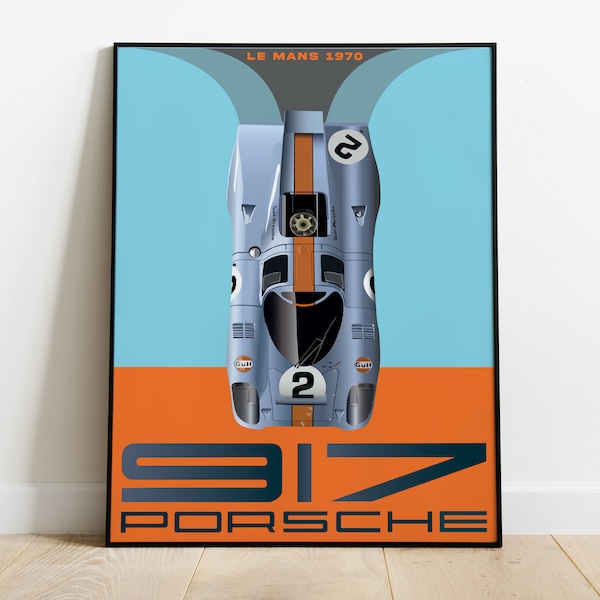 Poster Porsche 917 gulf 24 heures du Mans vintage affiche