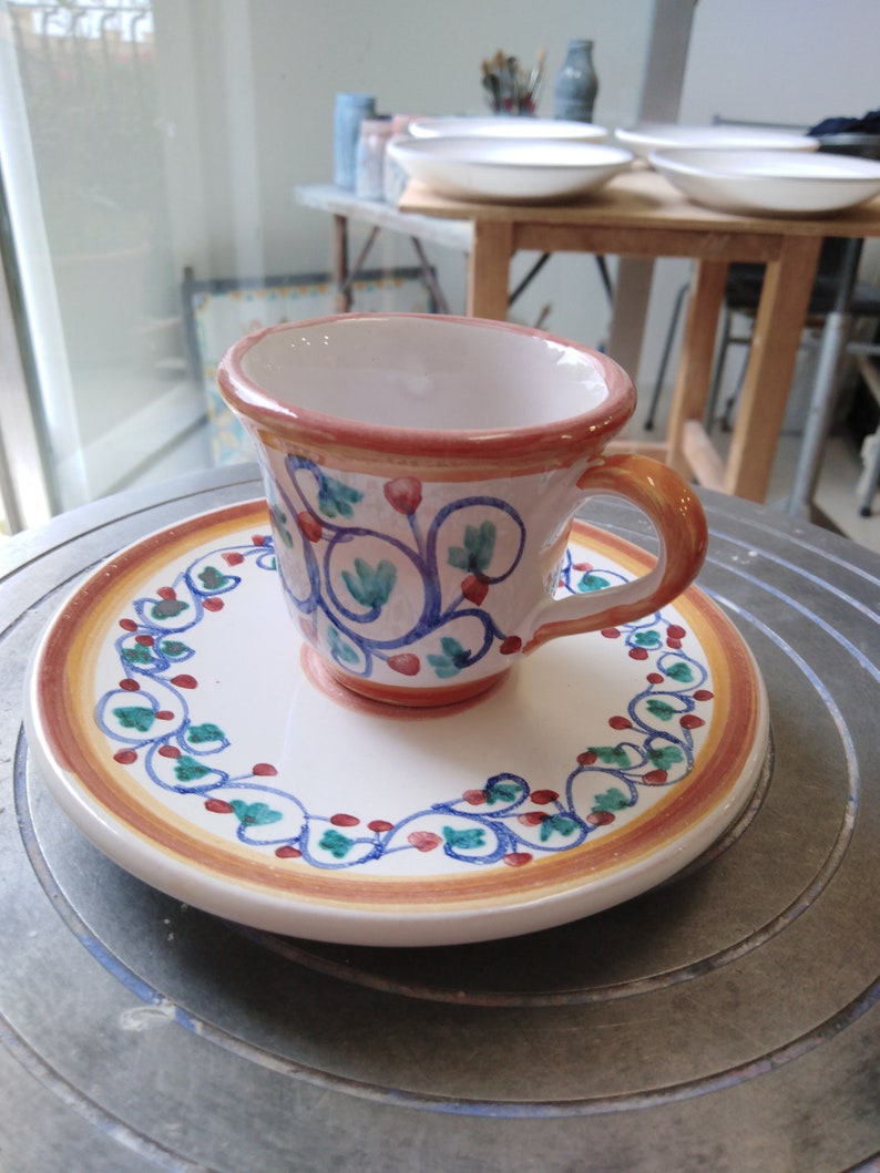 Handpainted Ceramic Sicilian Espresso Cup and Plate Set of 2 - Etsy