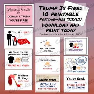 Sie sind gefeuert Anti-Trumpf 10 Sofortiger Download PNG 300 dpi Druck zu Hause Projekt Mail Storm Politischer Demonstration Postkarte 4.3x5.5 Set 2