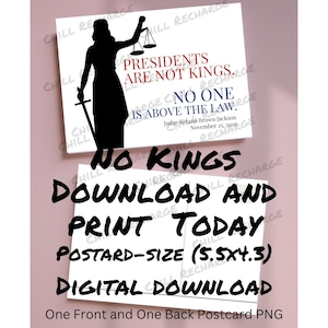 1 Printable Keine Könige Anti-Trumpf, nicht über dem Gesetz PNG Sofortiger Download-Druck zu Hause Ides von Trump Politisches Postkarten-Design 5.5x4.3 300dpi