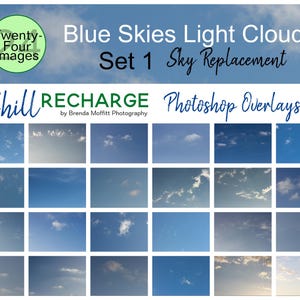 Blue Skies White Clouds Light Cover 24 JPG Commercial License 300 dpi Natural Sky Replacement Digital Photo Portrait Real Estate California
