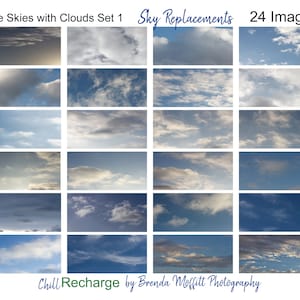 Ensemble de ciel bleu avec nuages, 1 ciel JPG sous licence commerciale, superpositions de photos numériques haute résolution, textures 300 dpi spectaculaires