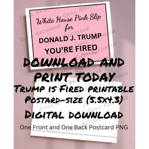 Carte postale rose anti-Trump de la Maison Blanche, no 2, téléchargement immédiat PNG, impression à la maison, Ides of Trump, conception de carte postale 5,5 x 4,3