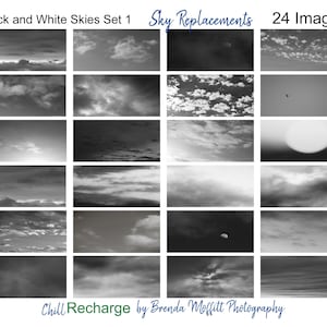 Black and White Skies Set 1, Sky Replacement, Digital Photo Overlays, Textures, 300 dpi, Commercial License, dramatic, nature, skies