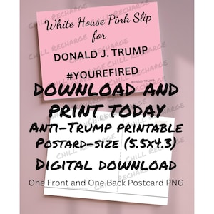 Feuillet rose de la Maison Blanche anti-Trump Fire PNG Téléchargement instantané Impression à la maison Carte postale politique Ides of Trump 5,5 x 4,3