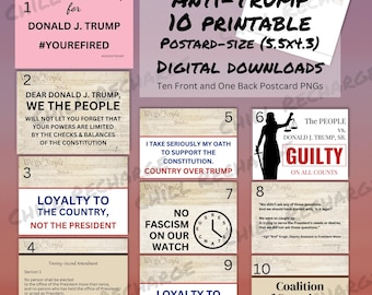 White House Pink Slip Bundle 10 Anti-Trump Political Protest Postcard Designs (Digital Download PNG)