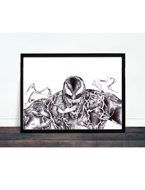 Venom tinta Arte Marvel Monster Ink dibujo Lápiz dibujo - Etsy España