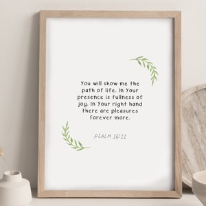 Psalm 16 | Scripture Wall Art | Christian Gift | Modern Christian Art | Bible Verse Wall Art | Christian Wall Decor | Digital Download