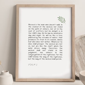 Psalm 1 Scripture Art: Christian Bible Verse Print (Digital Download)