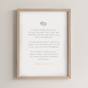 Beauty From Ashes Christian Poem Art Print (Digital Download)