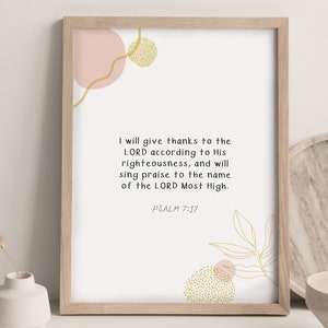 Psalm 7 | Scripture Wall Art | Christian Gift | Modern Christian Art | Bible Verse Wall Art | Christian Wall Decor | Digital Download