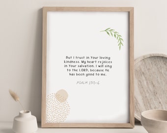 Psalm 13 Scripture Art: Modern Christian Wall Decor (Digital Download)