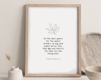 Psalm 42:1-2 | Scripture Wall Art | Christian Gift | Modern Christian Art | Bible Verse Wall Art | Christian Wall Decor | Digital Download