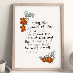 2 Corinthians 13:14 | Scripture Wall Art | Christian Gift | Christian Art | Bible Verse Wall Art | Christian Wall Decor | Digital Download