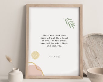Psalm 9:10 | Scripture Wall Art | Christian Gift | Modern Christian Art | Bible Verse Wall Art | Christian Wall Decor | Digital Download