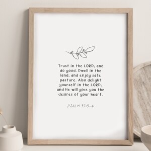 Psalm 37 | Scripture Wall Art | Christian Gift | Modern Christian Art | Bible Verse Wall Art | Christian Wall Decor | Digital Download