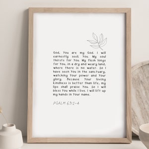 Psalm 63:1-4 | Scripture Wall Art | Christian Gift | Modern Christian Art | Bible Verse Wall Art | Christian Wall Decor | Digital Download