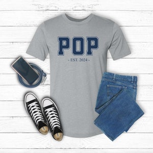 Pop Established 2024 Tee Shirt - Personalized Grandfather Gift - Celebratory Grandpa T-Shirt - Custom Pop New Grandfather Present