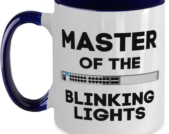 Funny Coffee Mug for Network Engineer or IT Professional - &quot;Master of the Blinking Lights&quot; Gift for Sysadmins, Tech Enthusiasts, IT Nerds