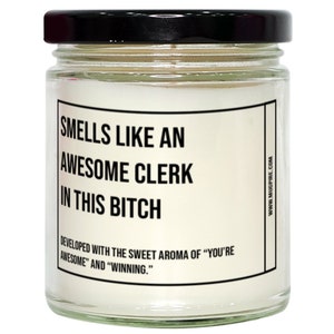 Grappige klerk kaars, ruikt naar een geweldige klerk, cadeau voor klerk, kaars voor klerk, volwassen klerk humor, grap cadeau klerk, klerk kerst,