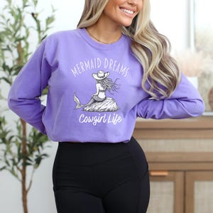 Mermaid Dreams Cowgirl Heart Long Sleeve T-Shirt, Beachy Sweatshirt, Coastal Cowgirl Clothing, Ocean Cowgirl, Western Stuff