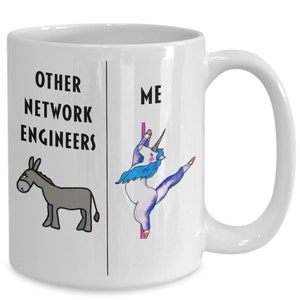 Funny network engineer, gift for network engineer, network engineer mug, network engineer unicorn mug