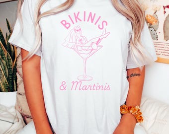 Camiseta de despedida de soltera Bikinis & Martinis: Ubicación personalizada, Fiesta final