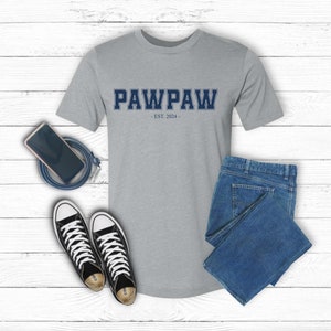 Pawpaw Established 2024 Tee Shirt - Personalized Grandfather Gift - Celebratory Grandpa T-Shirt - Custom Pawpaw New Grandfather Present