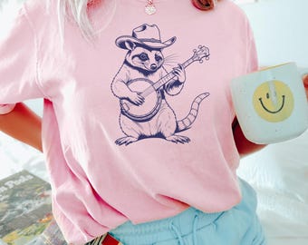 Possum Banjo Player T-Shirt: Funny Bluegrass Music Festival Tee