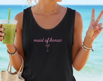 Camisa minimalista de dama de honor, camisas para fiesta nupcial, camisa de dama de honor, regalo para dama de honor, camiseta sin mangas de dama de honor, regalo para despedida de soltera