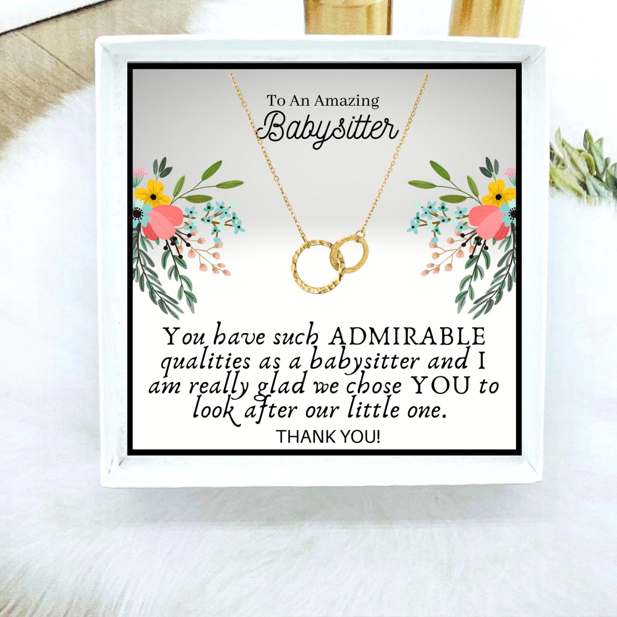 Babysitter Thank you message Necklace gift appreciation Etsy