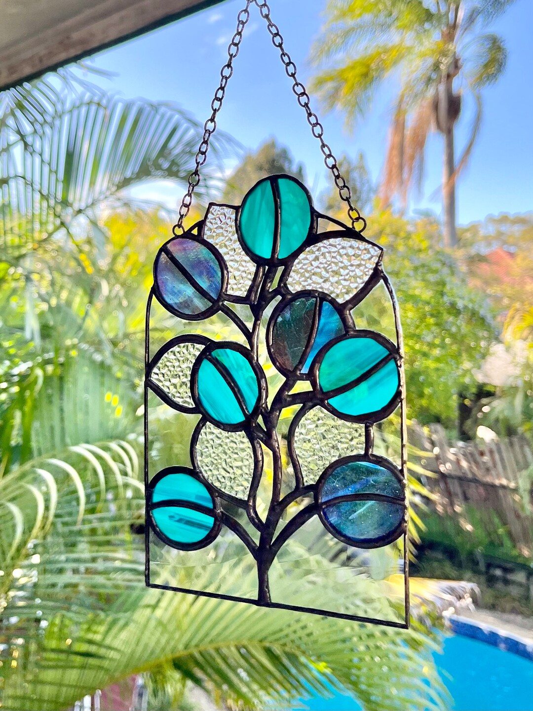 Abstract Leaves Stained Glass / Leadlight Suncatcher Home Etsy Australia
