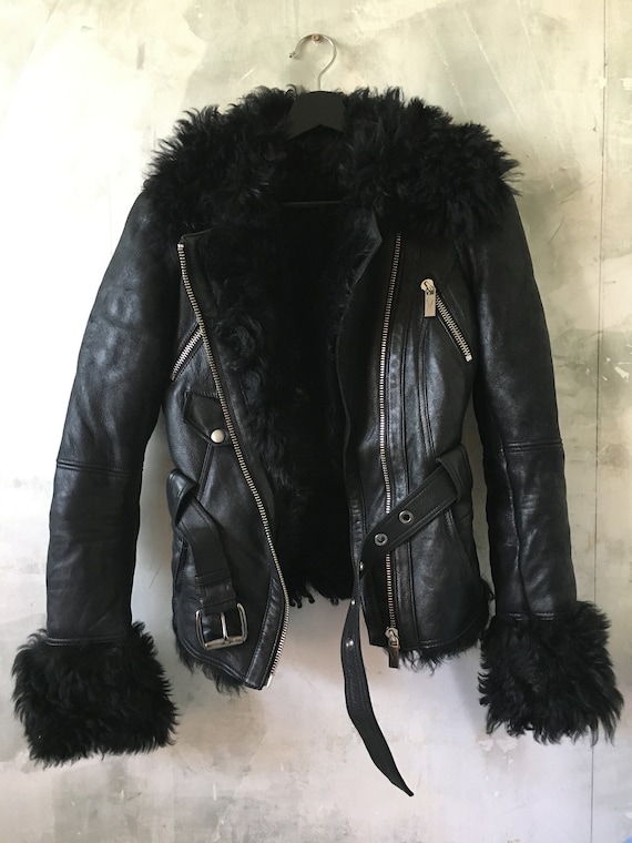 Shearling Biker Leather Jacket
