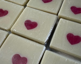 Double Butter Artisan Soap - Skin Loving Floral & Amber Bath Bar with Heart Embed