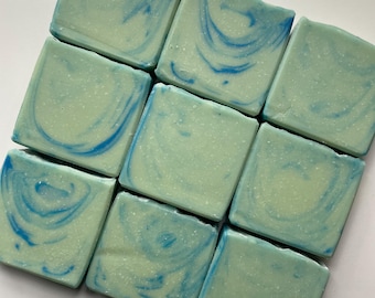 Sea Breeze Soap - Cold Process, Key Lime, Aquamarine, Peppermint Artisan Bar
