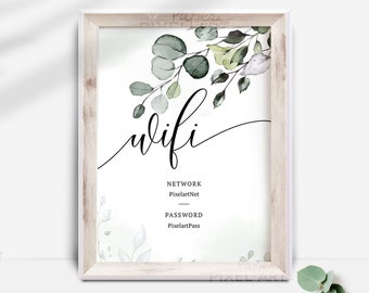 WiFi Password Sign Printable, Editable WiFi Sign Template 4x6, 5x7, 8x10, 100% Editable Text, Instant Download, Corjl