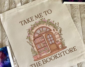 Bookstore Trip Tote Bag: Large Book Lover Canvas Library Bag