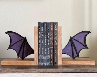 Dragon / Bat Wing Fantasy Wooden Bookends