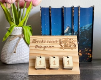 Wooden Books Read This Year Counter: Book Tracker, Reading Challenge, TBR Tracker