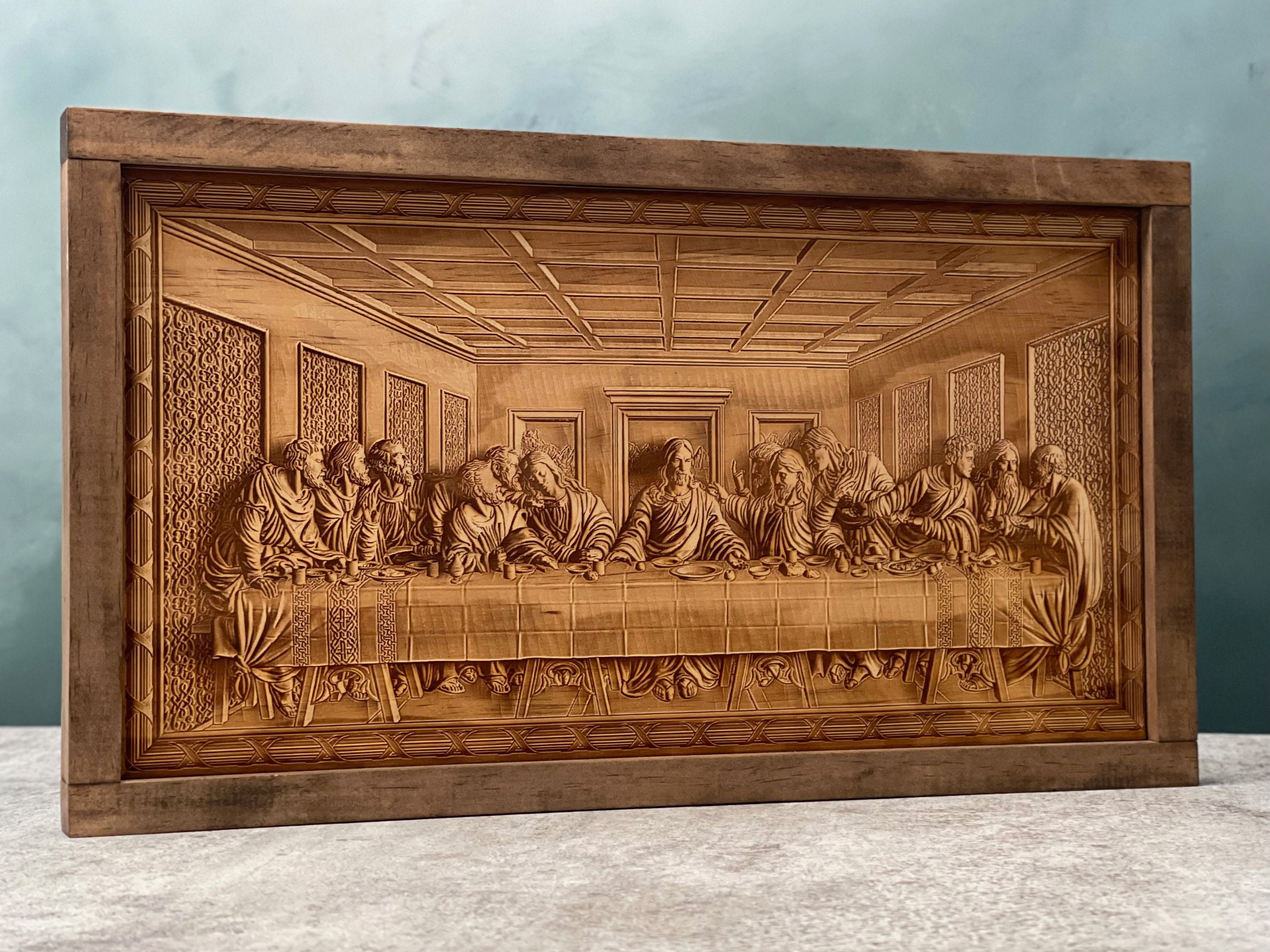 Last Supper Wood Sign | Laser Engraved Last Supper | Religious Wall