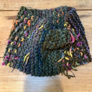 Cowl neck hand knit scarf