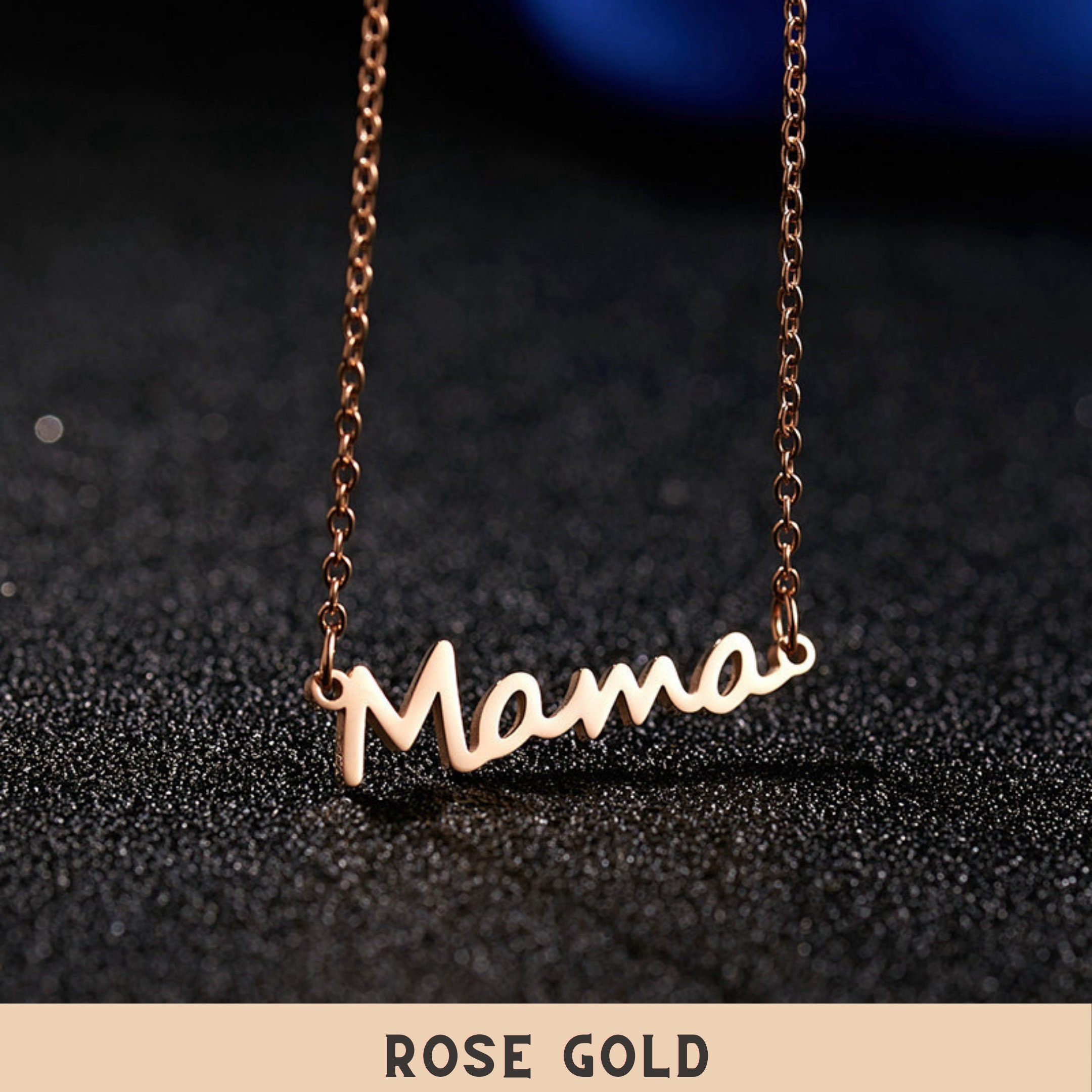 Rose Gold Mama Necklace Mother's Day Gift Name Necklace Etsy
