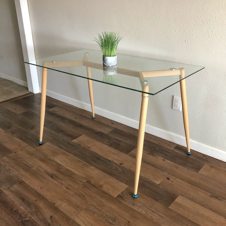 Modern Glass Dining Table Rectangle Kitchen Table Etsy