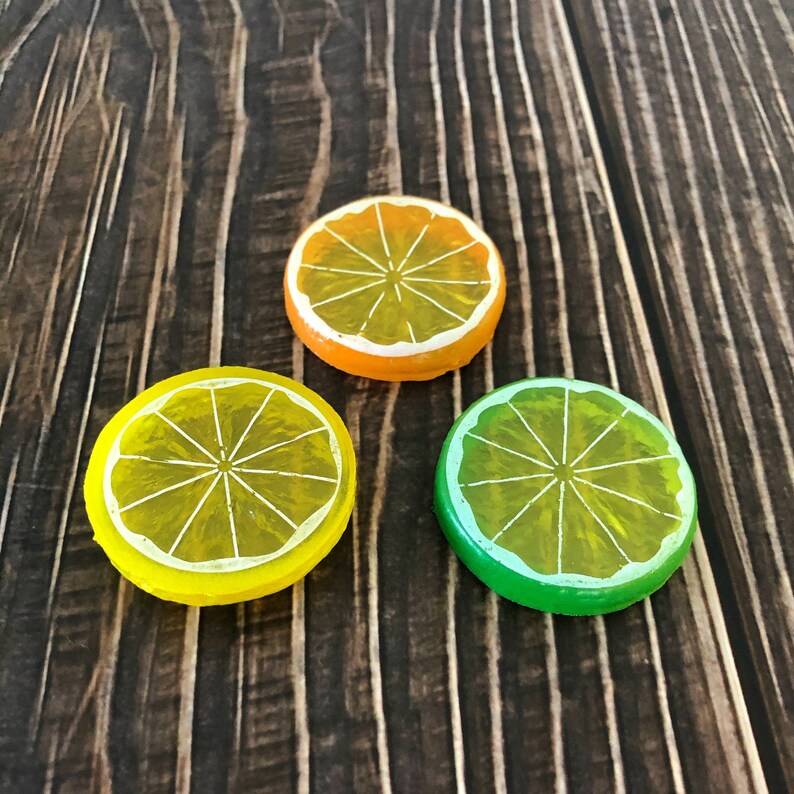 3 Small Artificial Lime Slices Fake Orange Slice Food Etsy